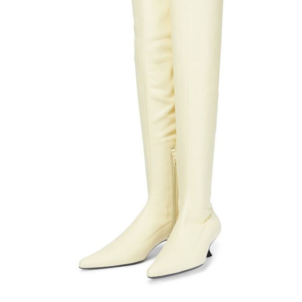 Khaite Volos Leather Over-the-knee Kitten Heel Boots Butter Cream Fall Size 6.5 - Picture 15 of 15